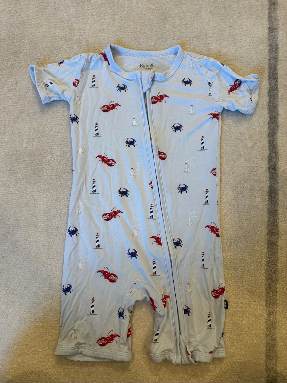 Kyte Baby Zipper Shortall Romper Harbor